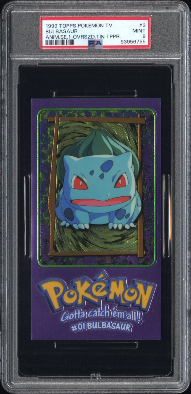 PSA 9 Bulbasaur #3 Topps Pokémon TV Anime Series 1 Oversized Tin Toppers