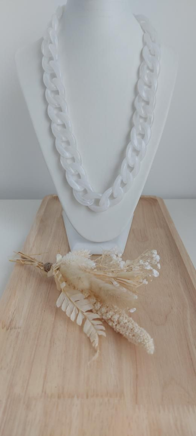 Collier Gaspard blanc marbré