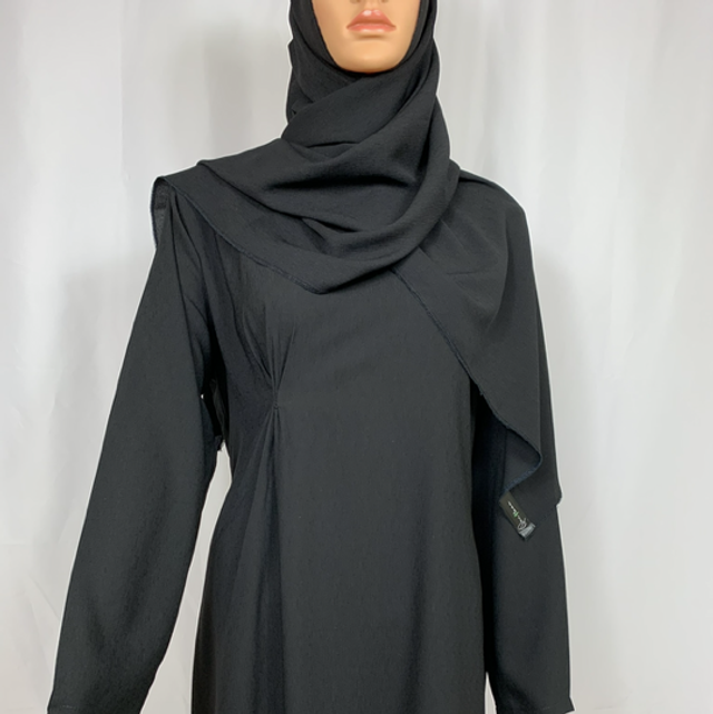 Black Plush Pleated Abaya