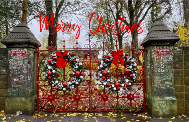 Strawberry Field Christmas Gates-luxury notecard