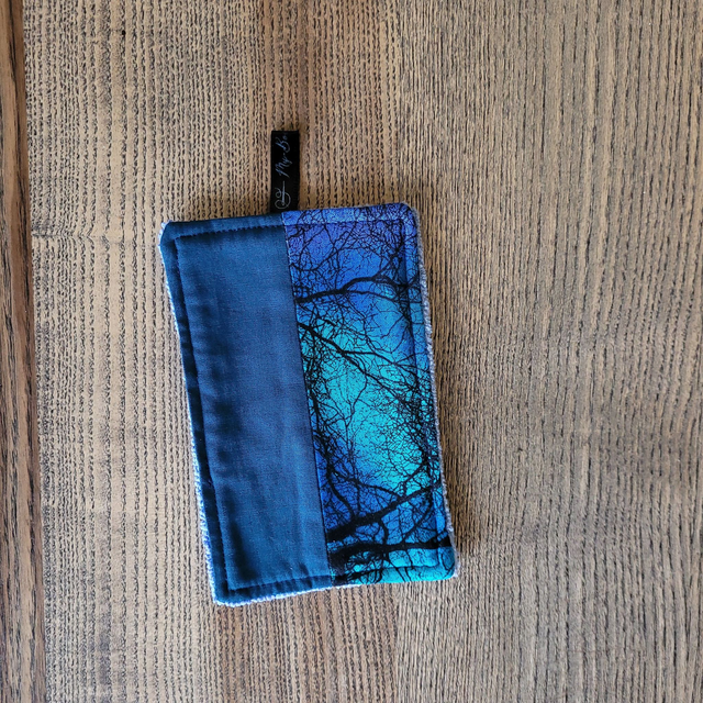 Coton lavable rectangle : Arbre de nuit, bleu