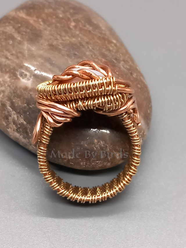 Copper & Brass Fancy Jasper Wire Wrapped Weaved Ring