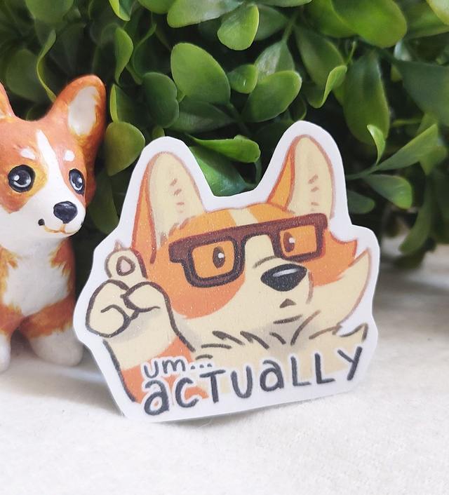 Sticker Corgi "Um actually"