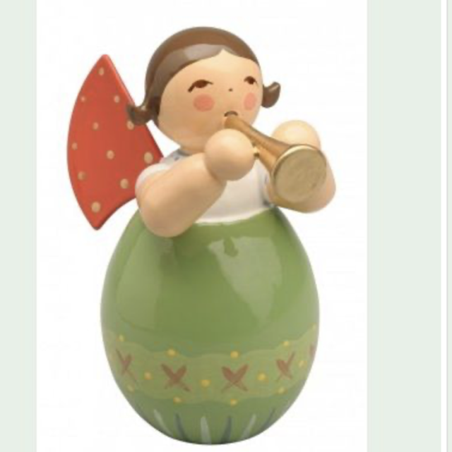 Wendt und Kühn Engel mit Flöte in grünem Ei mit Musterung
