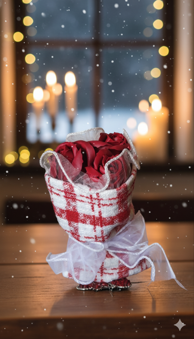 Bouquet de savon 3 roses rouges 