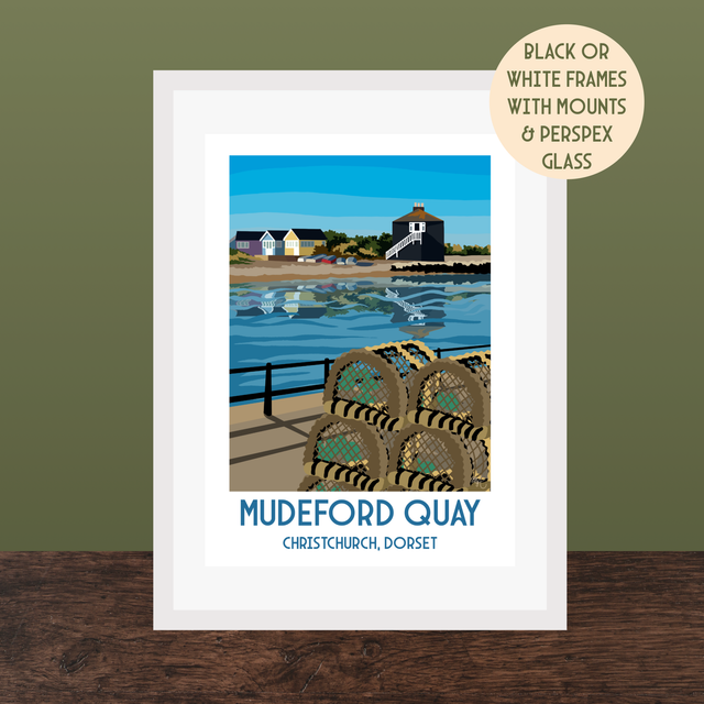 Mudeford Quay, Travel Poster Print - Vintage Style Dorset Wall Art