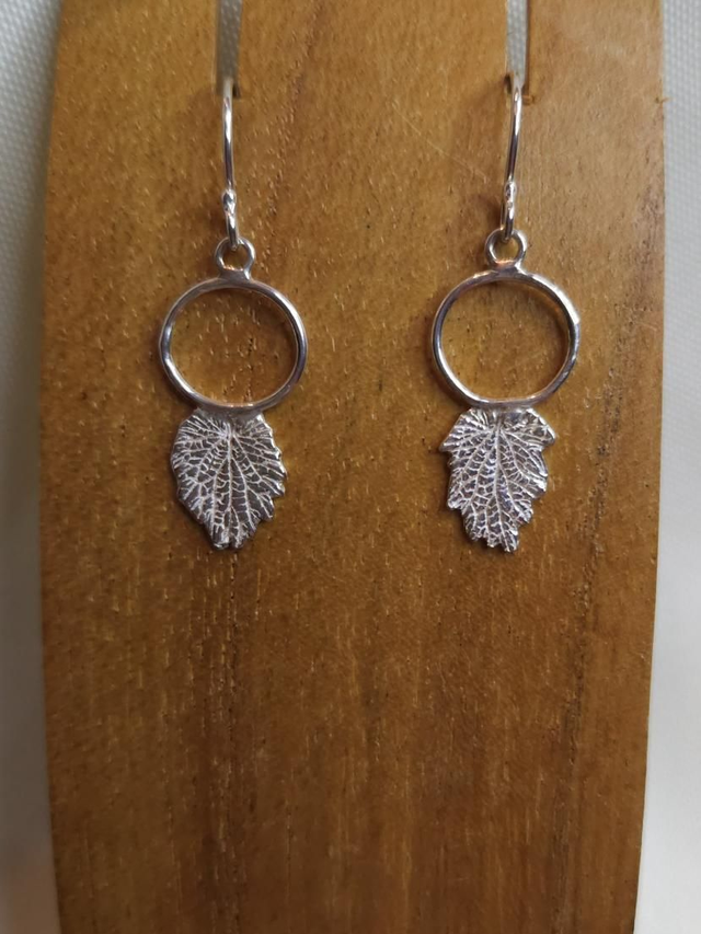 Stinging Nettle leaves on loop earrings