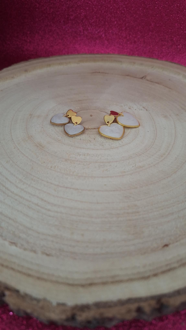 Duo Mère Fille doubles cœurs dorées blanches