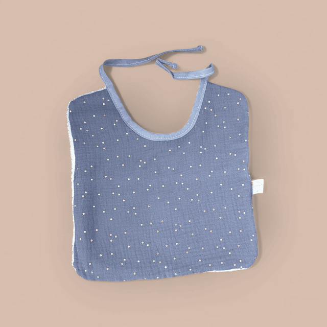 Bavoir classique Gris à pois doré