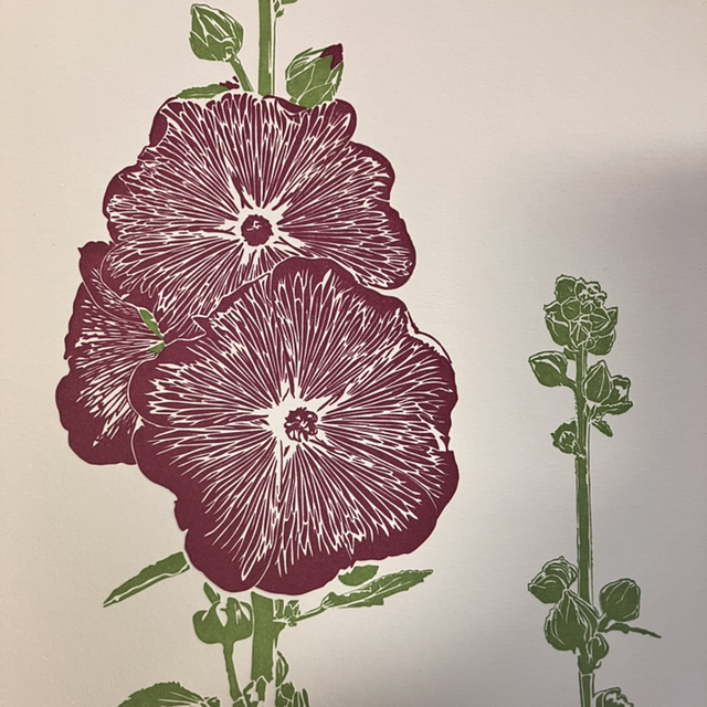 Traditional Letterpress Hollyhock