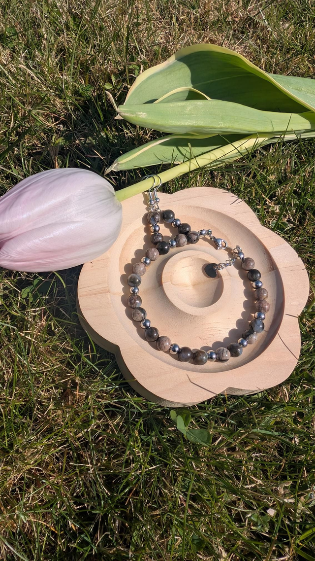 Bracelet perle de glaucophane 