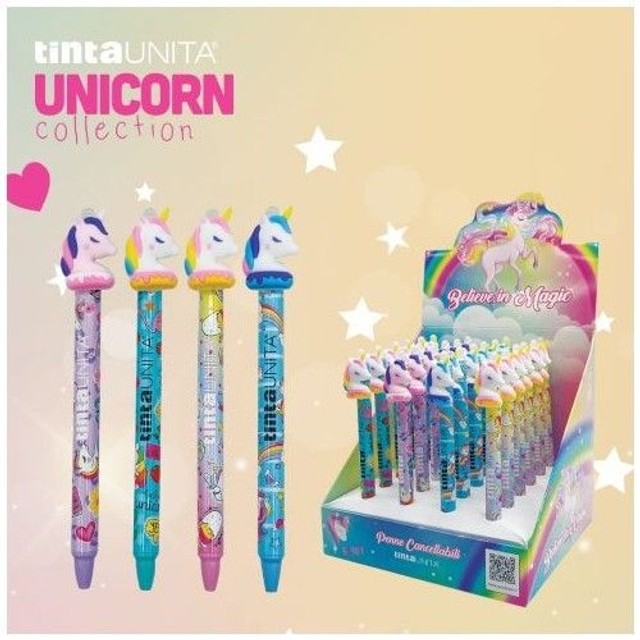 Penna cancellabile unicorno - BLU