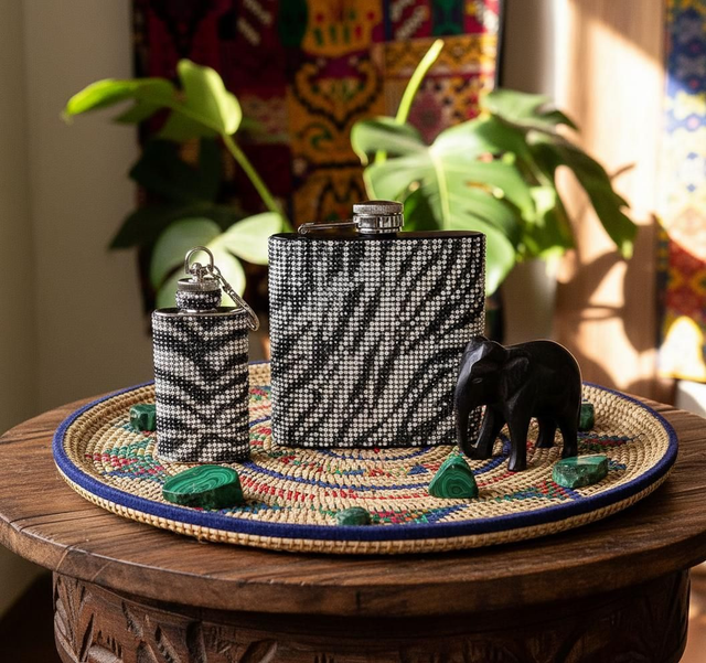Zebra Bling Flask Gift Set
