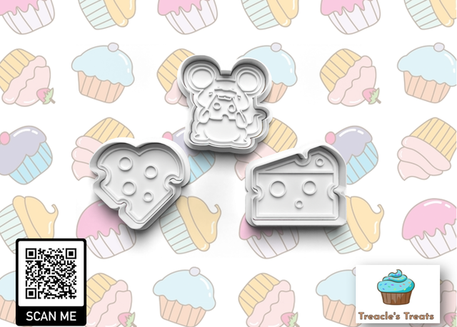 Mouse/Cheese theme Fondant/cookie stamps with cutters
