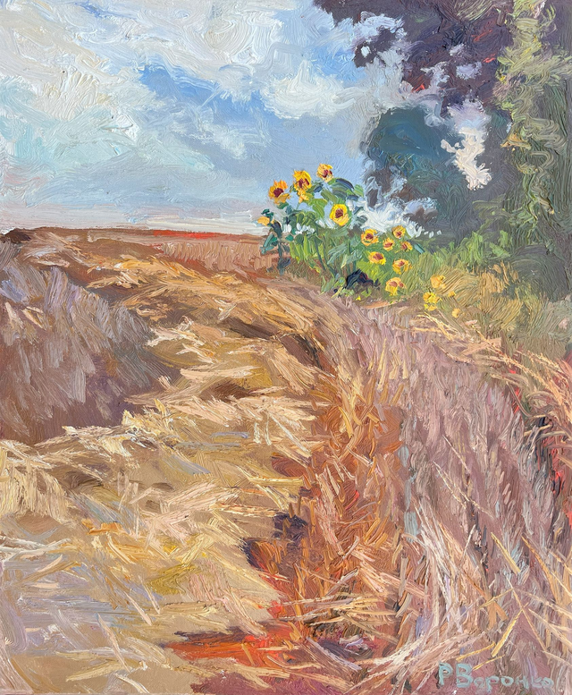 „Sonnenblumen am Feldrand“ – Öl auf Leinwand, 60 × 50 cm, 2023 | Sunflowers at the Edge of the Field