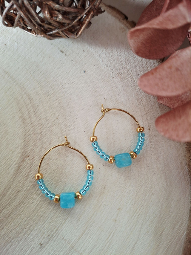 Créoles Capri blue gold 