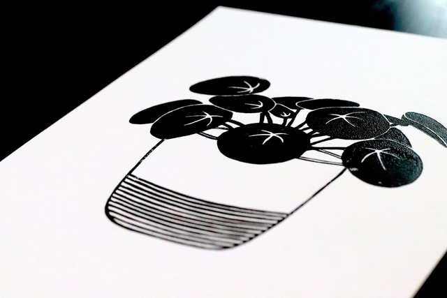 Linogravure A5 Pilea