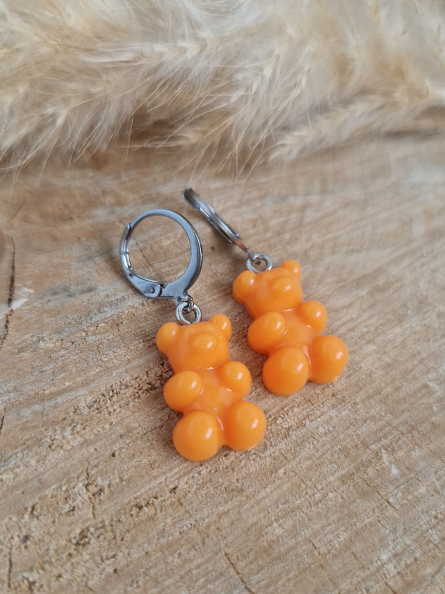 Boucles d'oreilles "Oursons" - Modèle orange