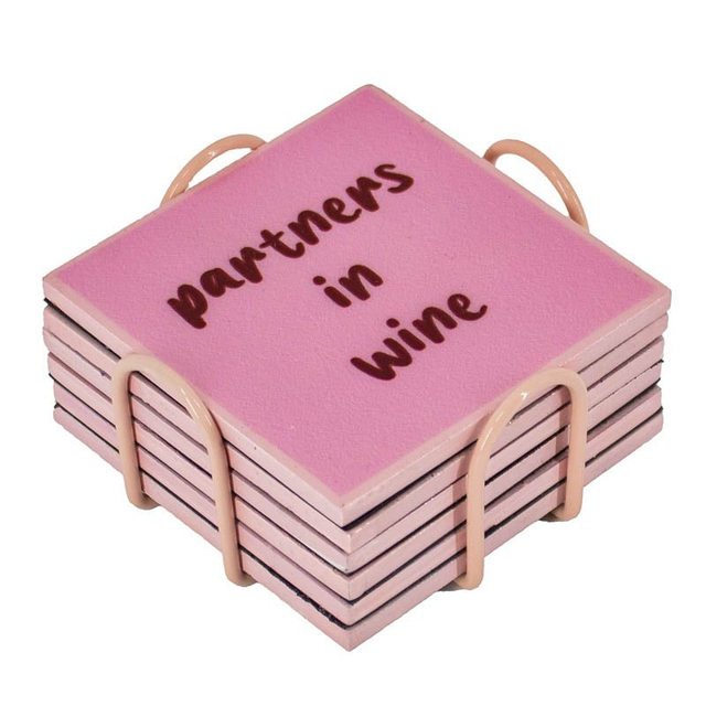 Onderzetters 'huisje wijntje feestje'