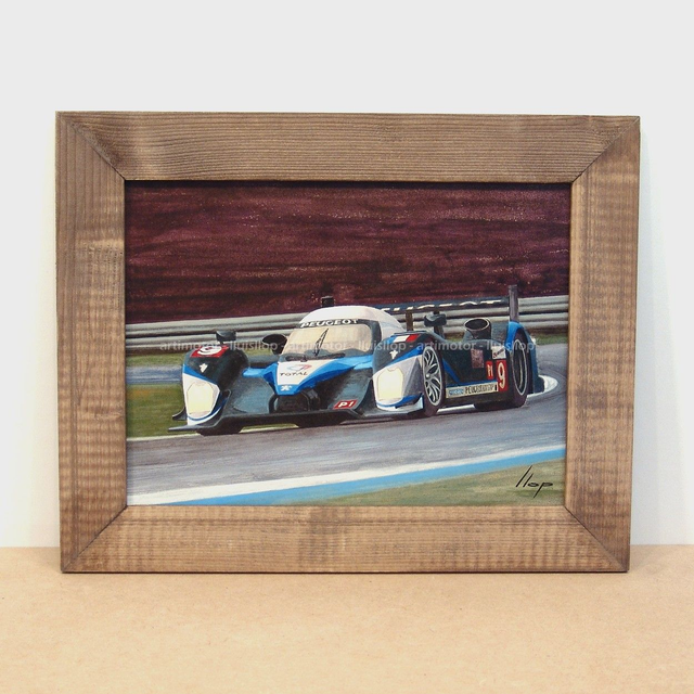 Artimotor enmarcado 28x35 - 2009 Marc Gené Peugeot 908 1º 24 horas de Le Mans