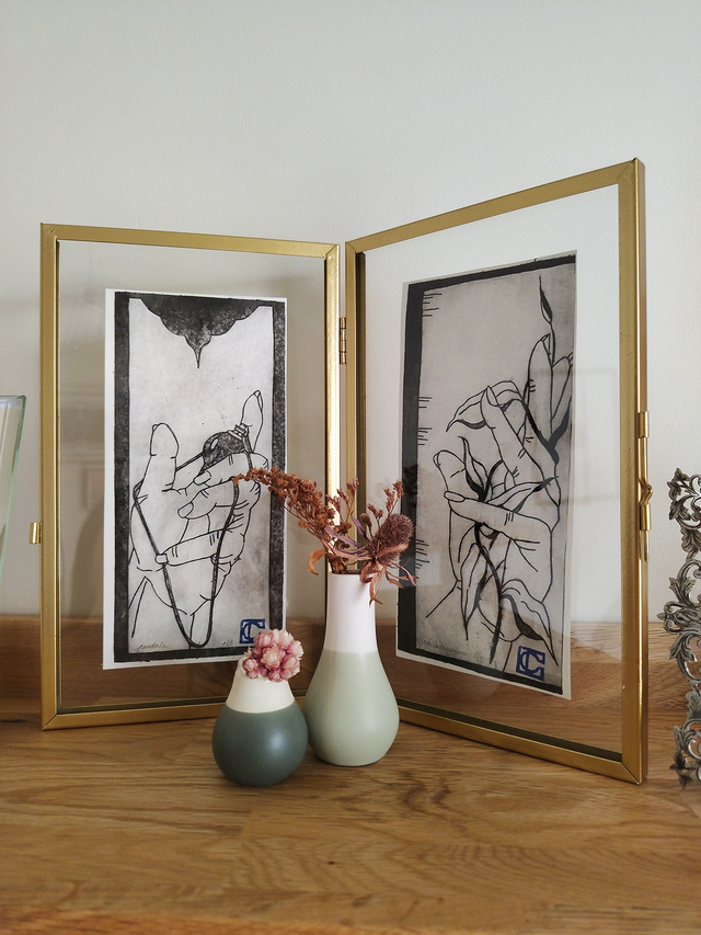 Les Mains - Pendule et Philodendron