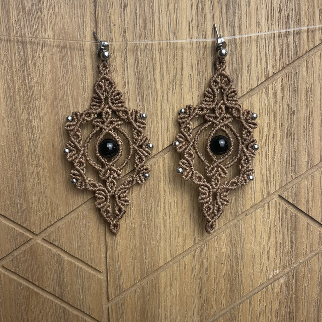 Boucle d'oreille macramé - Onyx