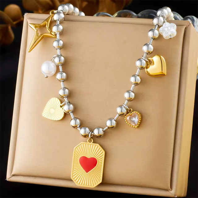 Cleopatra Collana in acciaio inossidabile multi charme 