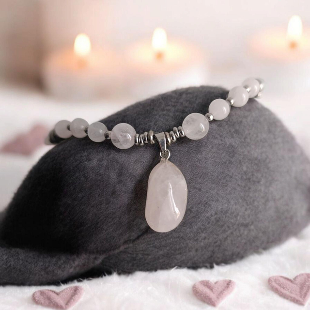 5)Collier Quartz rose-- Amour inconditionnel
