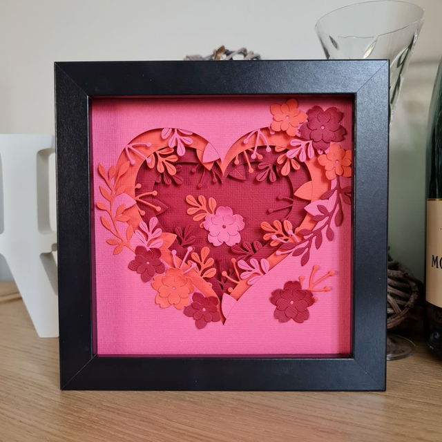 3D Floral Picture Coral Heart 17.5cm