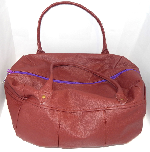 Brown Leather Handbag with Rolled handles
