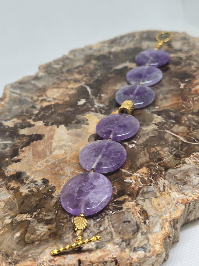 Bracelet Améthyste ronde 2,5 cm