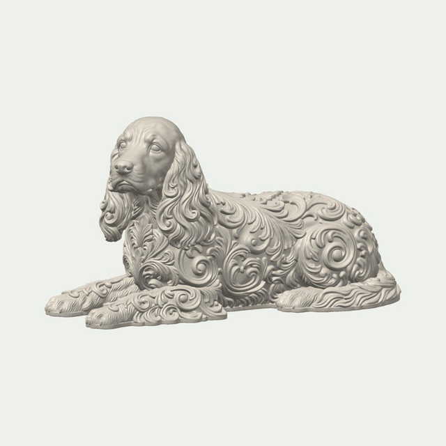Lying English Cocker Spaniel Statue