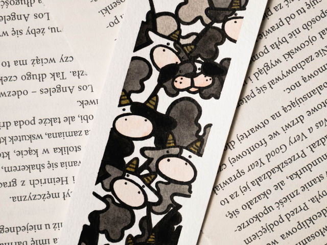 KaMUUflaż zakładka do książki, ręcznie malowana akwarela