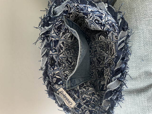 Dabble crochet denim handbag