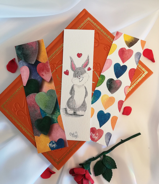 Lot de 3 marque page-Collection Coeurs