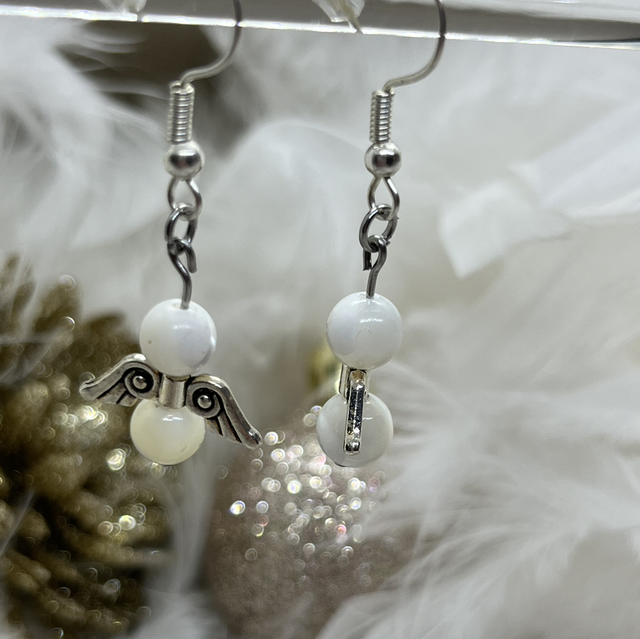 Boucles ailes ange nacre 