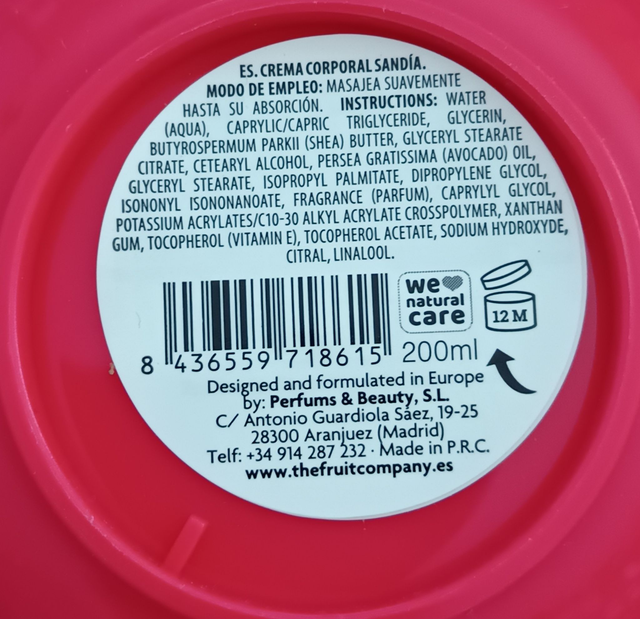 The Fruit Company " Crème corporelle Pastèque "