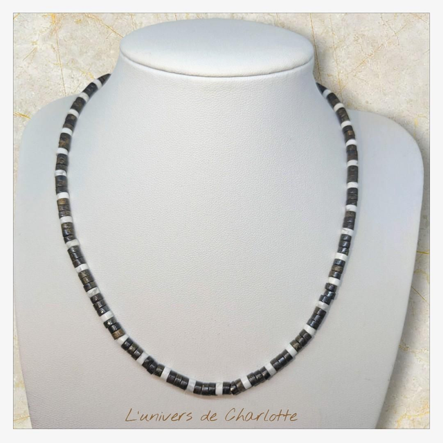 Collier "Bronzite & Howlite" CH-6
