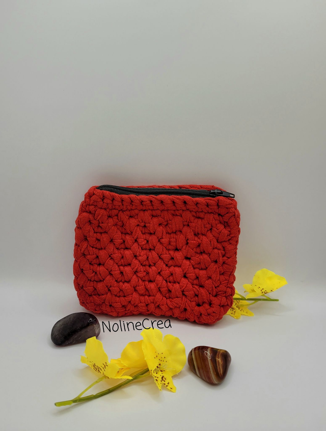 Porte monnaie rouge, porte monnaie fait main au crochet, porte monnaie, porte monnaie avec zip
