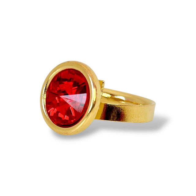 Ring RIVOLI ROLL, Rot, vergoldet