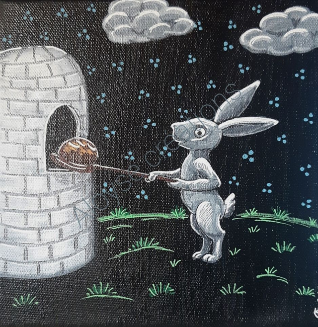 PT lapin boulanger sur toile