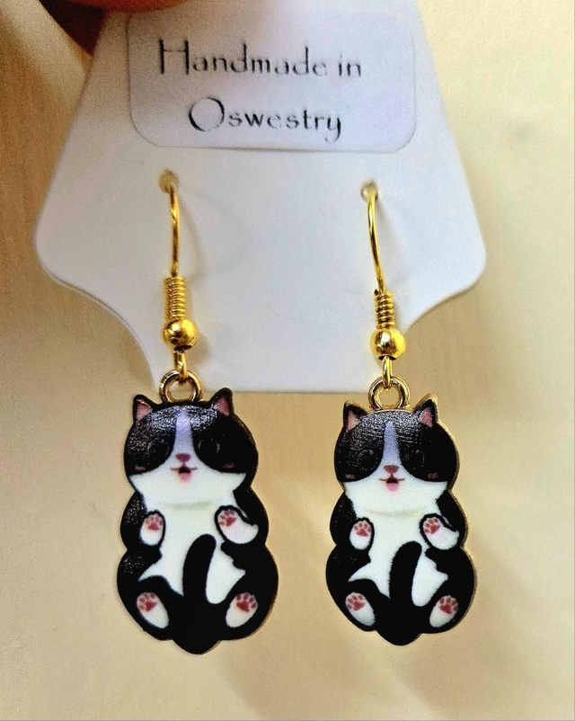Cat Gold Plated Earrings (nickel free) 