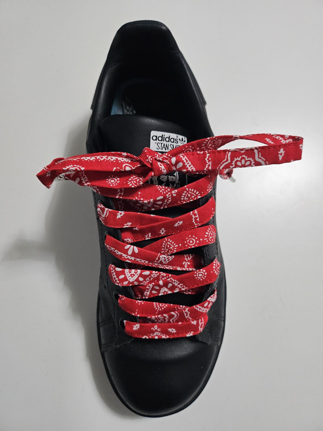 Lacets en tissu fait main - bandana rouge