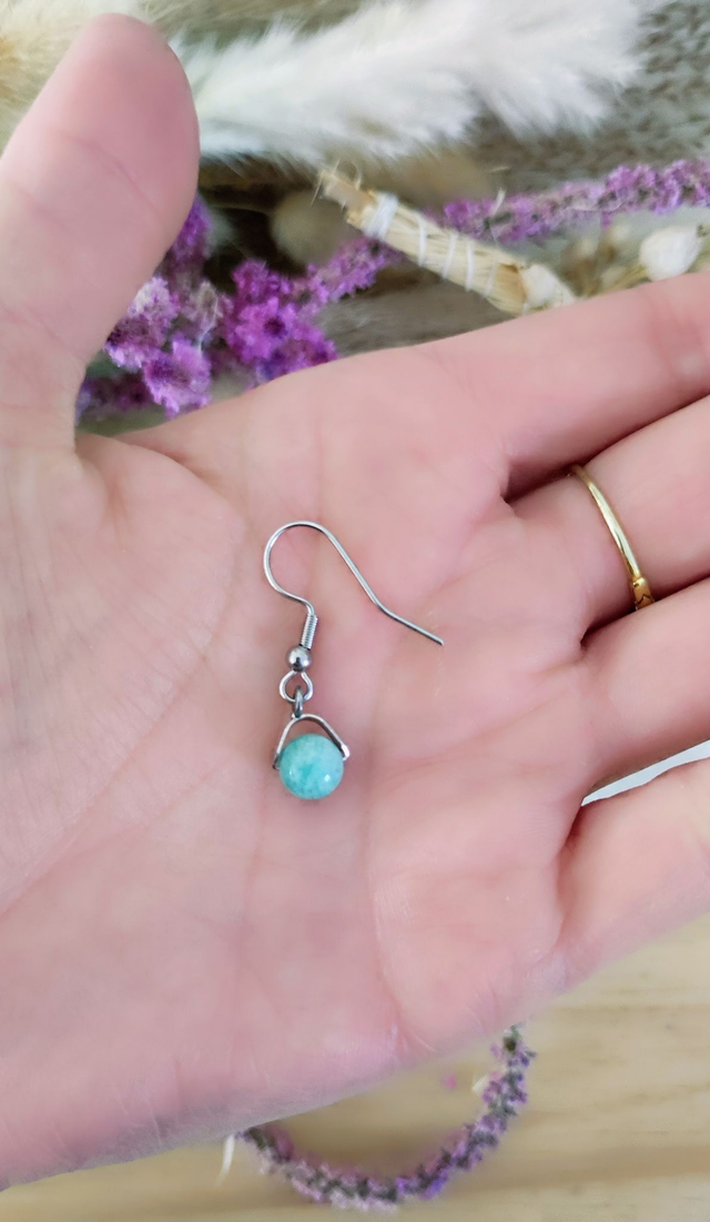 Boucles d'oreilles Boule Amazonite