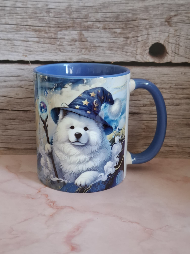 Mug bleu samoyède magicien