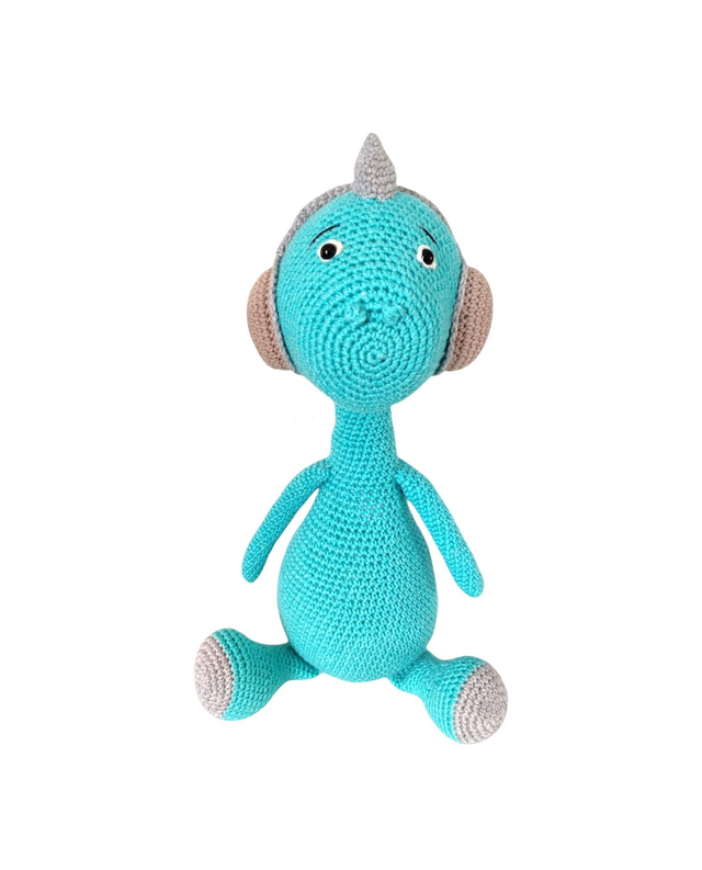 Dino avec son casque audio