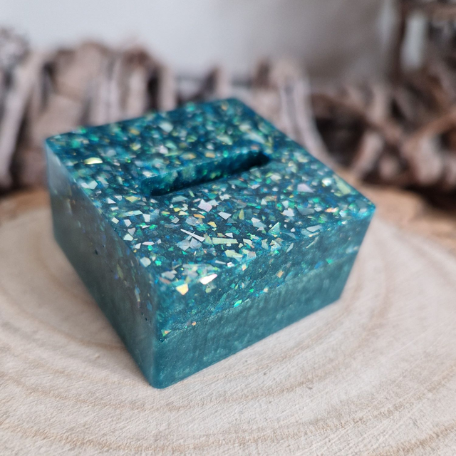 Ring Holder Green Sparkle Square Single Slot