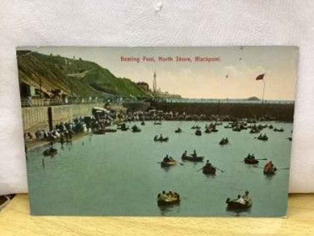 Boating Pool, North Shore, Blackpool, Lancashire, Posted 1927 unbranded vintage postcard. Our Ref  No R442 £2.75