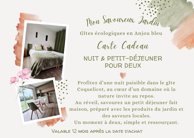 Carte cadeau Nuit &amp; petit déjeuner dans le gîte Coquelicot pour 2 personnes