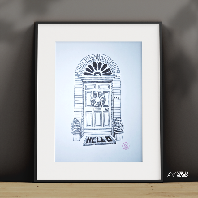 Porte Hello- Dessin original (pièce unique)